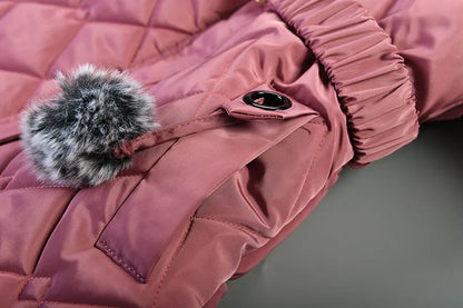 Girls Winter Jacket - Warm Hooded Cotton Polyester Coat | Windproof Kids Outerwear - ZOOMNSTORE