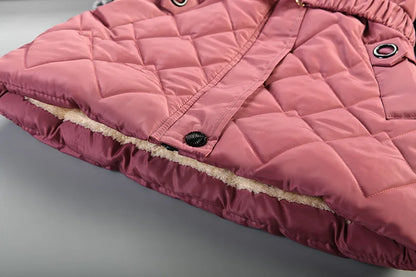 Girls Winter Jacket - Warm Hooded Cotton Polyester Coat | Windproof Kids Outerwear - ZOOMNSTORE