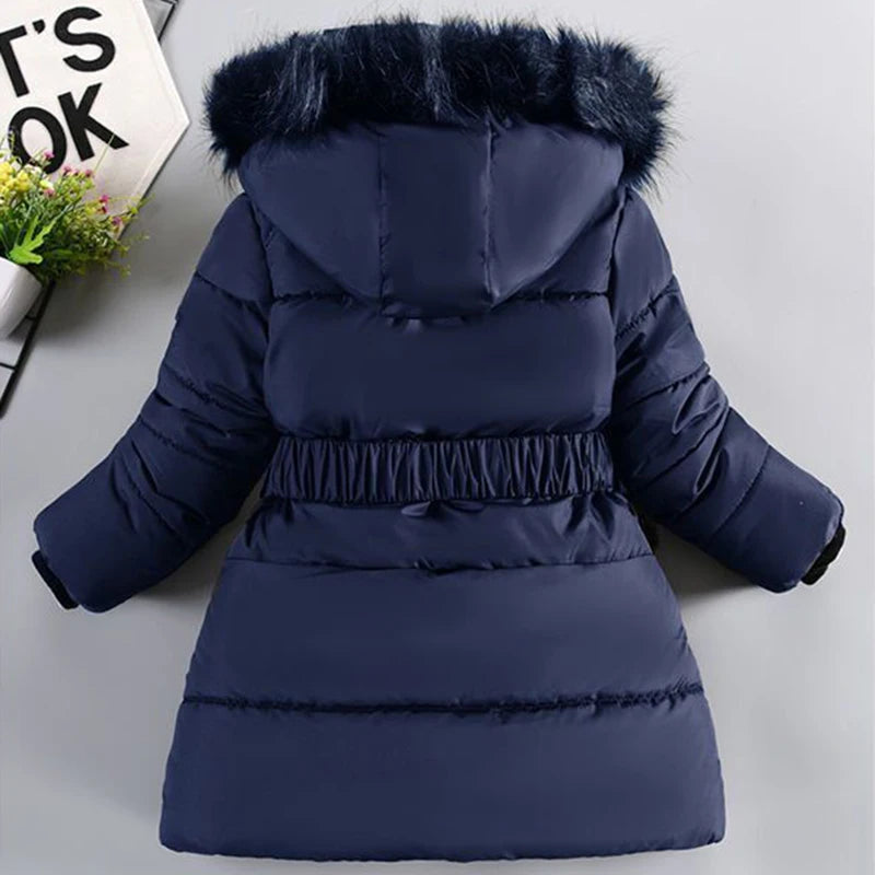 Girls Winter Jacket - Warm Hooded Cotton Polyester Coat | Windproof Kids Outerwear - ZOOMNSTORE
