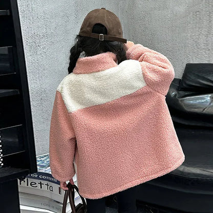 Girls Lamb Wool Jackets - Warm Autumn Winter Coats for Kids - ZOOMNSTORE