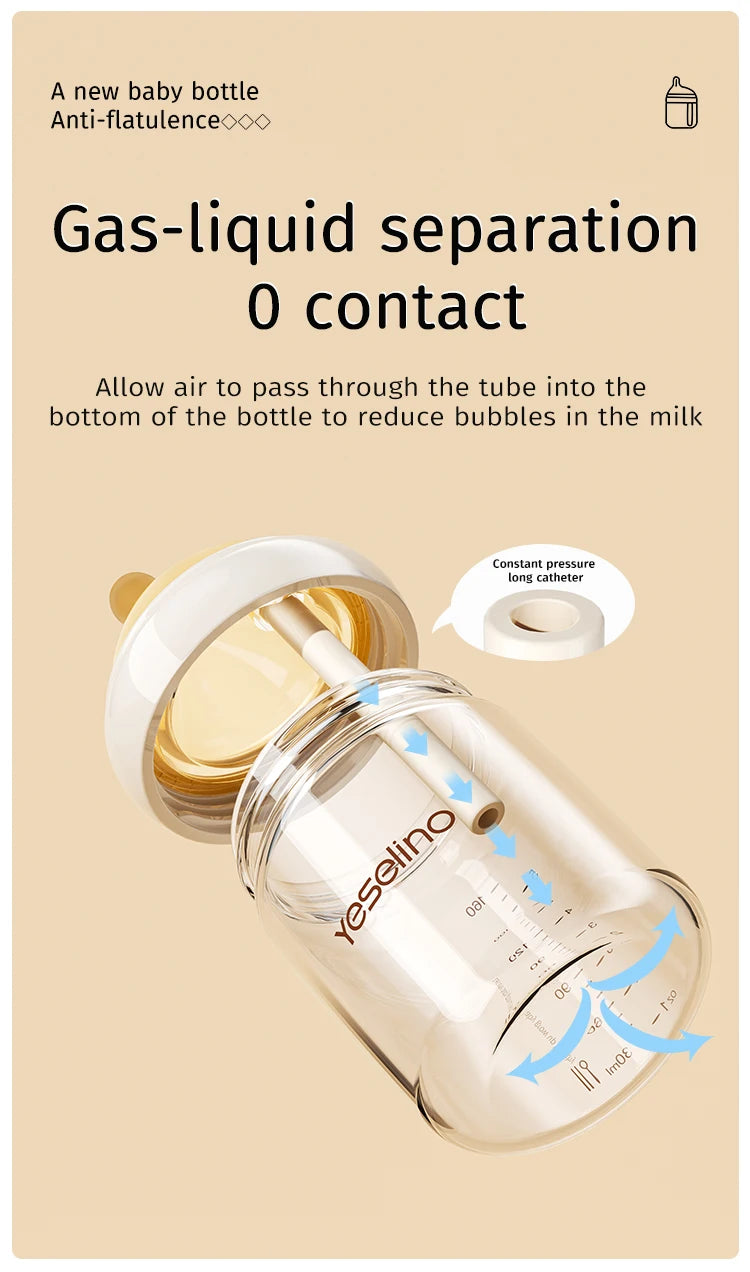 Glass Baby Bottle 160ml | Anti Choking Newborn Feeding Bottle With Slow Flow Silicone Nipple - ZOOMNSTORE