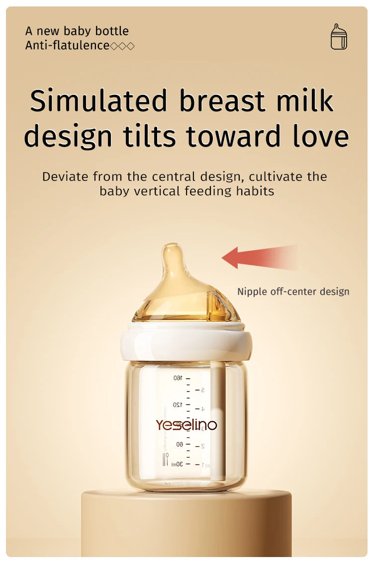 Glass Baby Bottle 160ml | Anti Choking Newborn Feeding Bottle With Slow Flow Silicone Nipple - ZOOMNSTORE