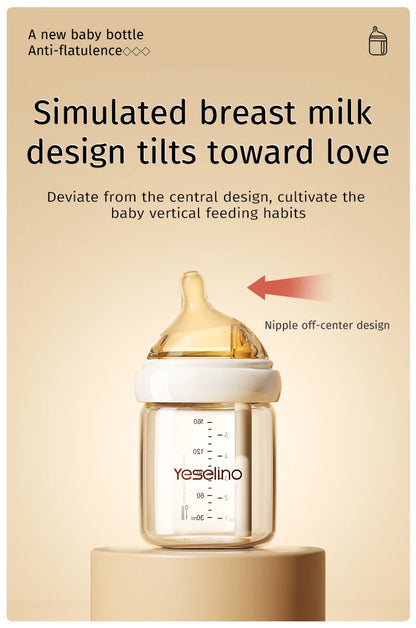 Glass Baby Bottle 160ml | Anti Choking Newborn Feeding Bottle With Slow Flow Silicone Nipple - ZOOMNSTORE