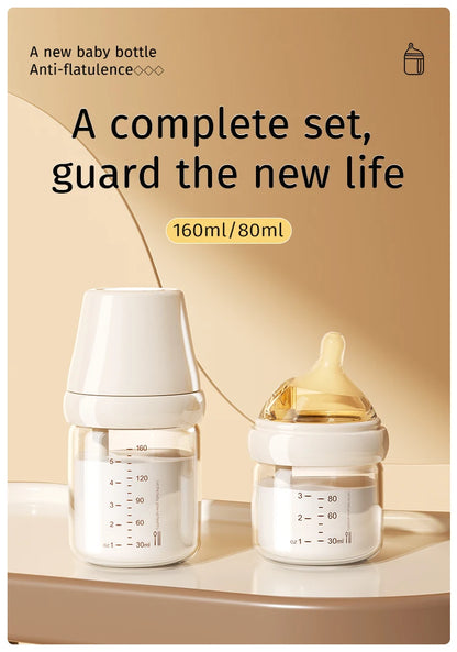 Glass Baby Bottle 160ml | Anti Choking Newborn Feeding Bottle With Slow Flow Silicone Nipple - ZOOMNSTORE