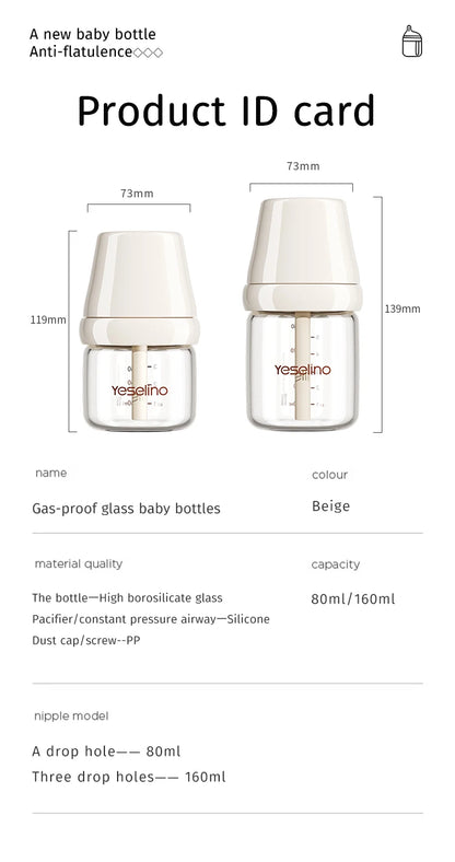 Glass Baby Bottle 160ml | Anti Choking Newborn Feeding Bottle With Slow Flow Silicone Nipple - ZOOMNSTORE