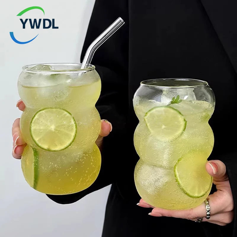 Glass Coffee Cup - 350/550ml Durable Clear Glass With Straw | Eco Friendly Drinkware Mug - ZOOMNSTORE