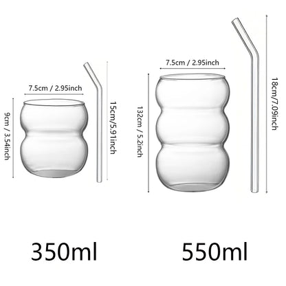 Glass Coffee Cup - 350/550ml Durable Clear Glass With Straw | Eco Friendly Drinkware Mug - ZOOMNSTORE