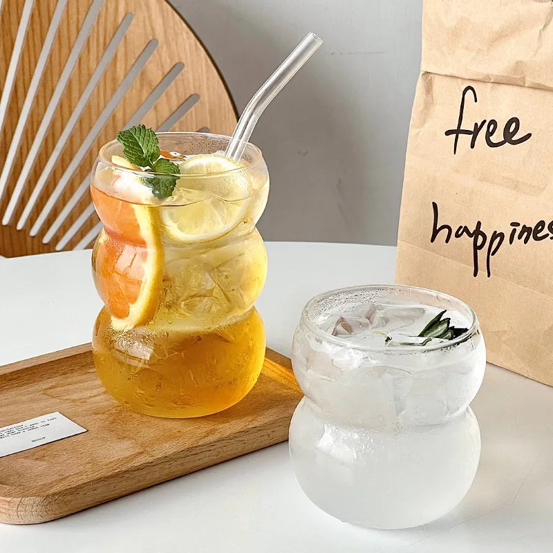 Glass Coffee Cup - 350/550ml Durable Clear Glass With Straw | Eco Friendly Drinkware Mug - ZOOMNSTORE