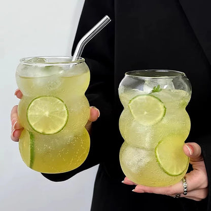 Glass Coffee Cup - 350/550ml Durable Clear Glass With Straw | Eco Friendly Drinkware Mug - ZOOMNSTORE