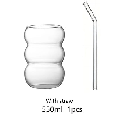 Glass Coffee Cup - 350/550ml Durable Clear Glass With Straw | Eco Friendly Drinkware Mug - ZOOMNSTORE