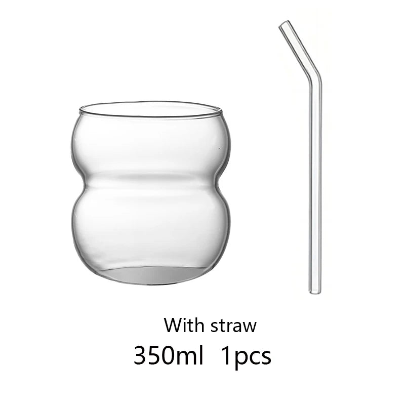 Glass Coffee Cup - 350/550ml Durable Clear Glass With Straw | Eco Friendly Drinkware Mug - ZOOMNSTORE