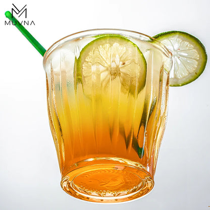 Glass Coffee Cup - MUVNA Ribbed Heat Resistant Espresso Mug, Transparent Gray - ZOOMNSTORE