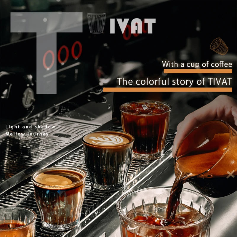 Glass Coffee Cup - MUVNA Ribbed Heat Resistant Espresso Mug, Transparent Gray - ZOOMNSTORE