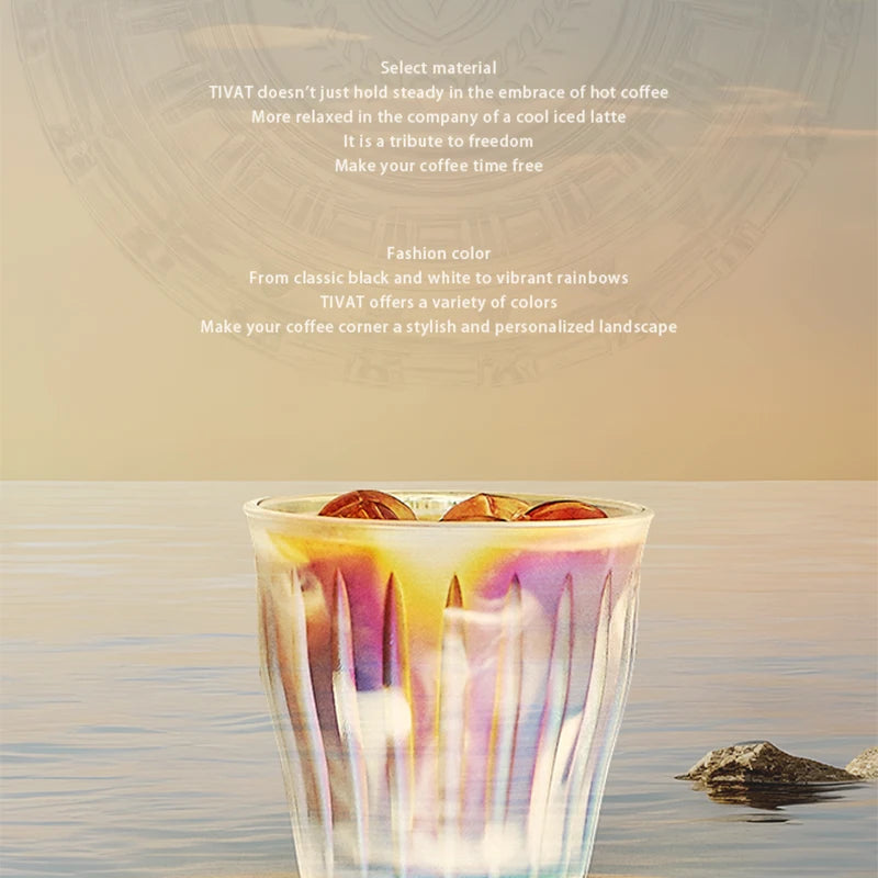 Glass Coffee Cup - MUVNA Ribbed Heat Resistant Espresso Mug, Transparent Gray - ZOOMNSTORE