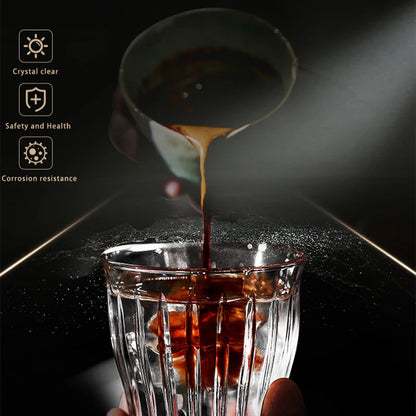 Glass Coffee Cup - MUVNA Ribbed Heat Resistant Espresso Mug, Transparent Gray - ZOOMNSTORE