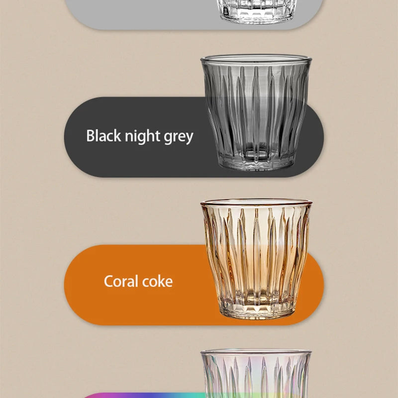 Glass Coffee Cup - MUVNA Ribbed Heat Resistant Espresso Mug, Transparent Gray - ZOOMNSTORE