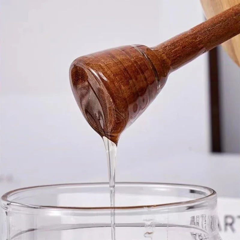Glass Honey Jar – 350ml Borosilicate Sealed Storage Container with Wooden Lid & Mixing Rod - ZOOMNSTORE