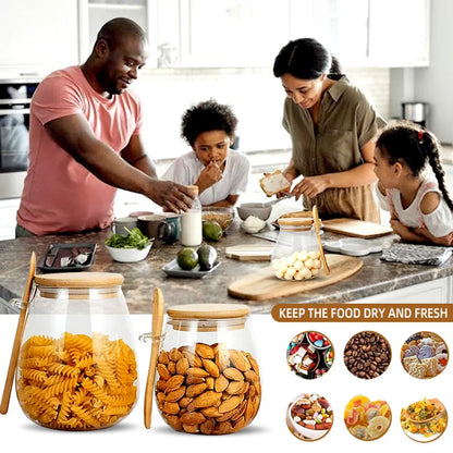 34oz sealed glass jar with spoon and lid Clear Spice jar Small food storage container Sugar jar Tea jar Kitchen coffee jar - ZOOMNSTORE