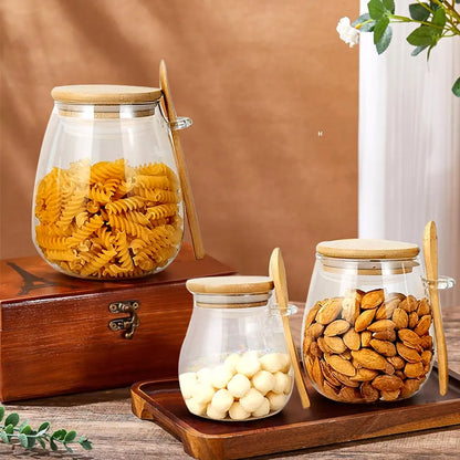 34oz sealed glass jar with spoon and lid Clear Spice jar Small food storage container Sugar jar Tea jar Kitchen coffee jar - ZOOMNSTORE