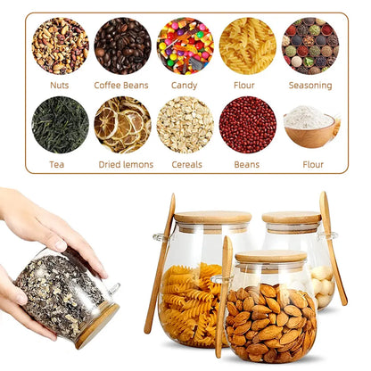 34oz sealed glass jar with spoon and lid Clear Spice jar Small food storage container Sugar jar Tea jar Kitchen coffee jar - ZOOMNSTORE