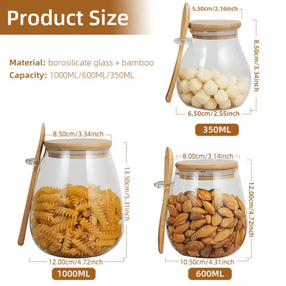 34oz sealed glass jar with spoon and lid Clear Spice jar Small food storage container Sugar jar Tea jar Kitchen coffee jar - ZOOMNSTORE