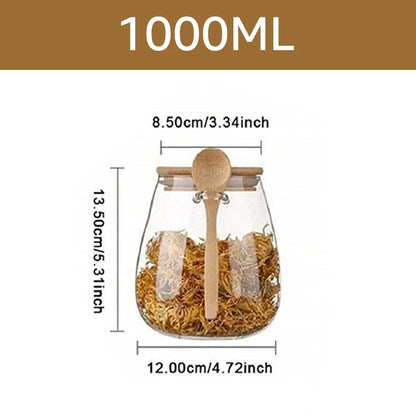 34oz sealed glass jar with spoon and lid Clear Spice jar Small food storage container Sugar jar Tea jar Kitchen coffee jar - ZOOMNSTORE