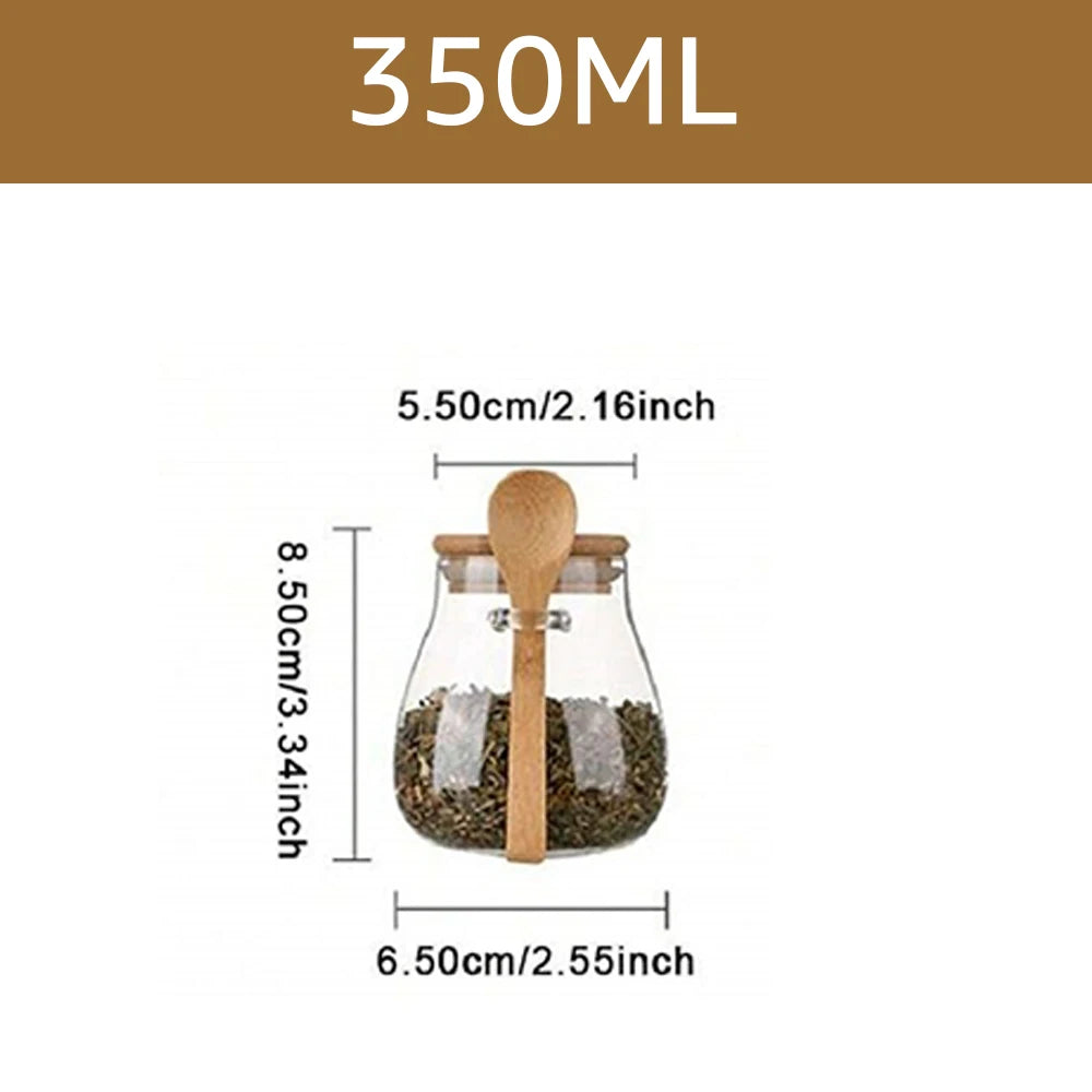 34oz sealed glass jar with spoon and lid Clear Spice jar Small food storage container Sugar jar Tea jar Kitchen coffee jar - ZOOMNSTORE