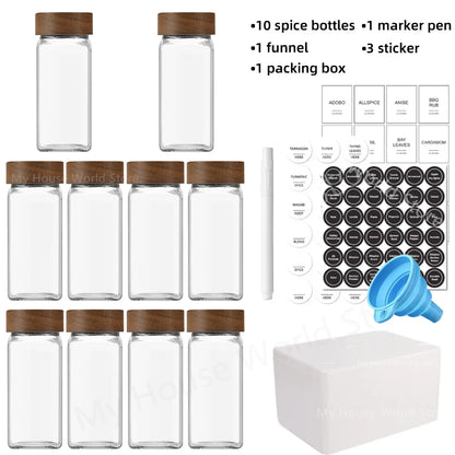 13Pcs Glass Spice Jars with Bamboo Lids 4oz Glass Jars Spice Jar Set Seasoning Jars Organizer Storage Bottles for Spice Rack - ZOOMNSTORE