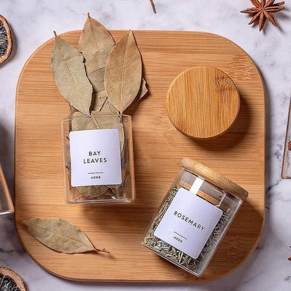 Glass Spice Jars - Borosilicate Cylinder Containers with Bamboo Lids | Kitchen Storage - ZOOMNSTORE