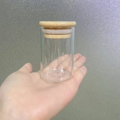 Glass Spice Jars - Borosilicate Cylinder Containers with Bamboo Lids | Kitchen Storage - ZOOMNSTORE