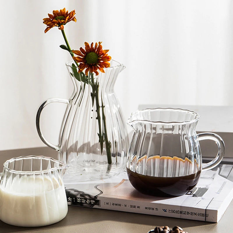Glass Tea Pitcher | Durable Borosilicate Glass Coffee Measuring Cup With Clear Handle For Home - ZOOMNSTORE