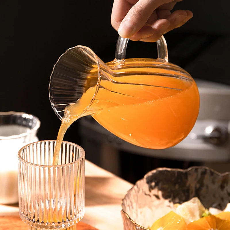 Glass Tea Pitcher | Durable Borosilicate Glass Coffee Measuring Cup With Clear Handle For Home - ZOOMNSTORE