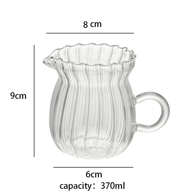 Glass Tea Pitcher | Durable Borosilicate Glass Coffee Measuring Cup With Clear Handle For Home - ZOOMNSTORE