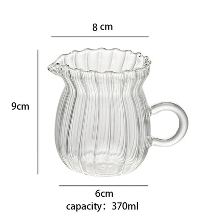 Glass Tea Pitcher | Durable Borosilicate Glass Coffee Measuring Cup With Clear Handle For Home - ZOOMNSTORE