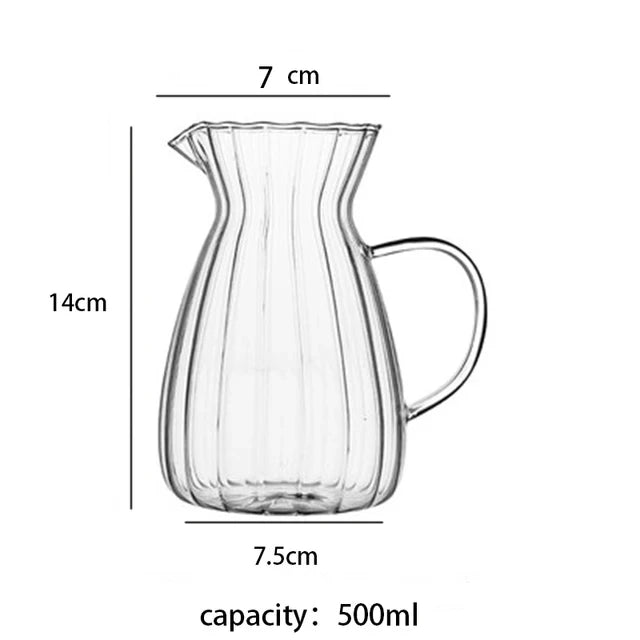 Glass Tea Pitcher | Durable Borosilicate Glass Coffee Measuring Cup With Clear Handle For Home - ZOOMNSTORE