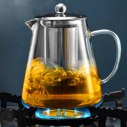 Heat Resistant Glass Teapot with Stainless Steel Infuser - Kung Fu Tea Set for Puer Oolong - ZOOMNSTORE
