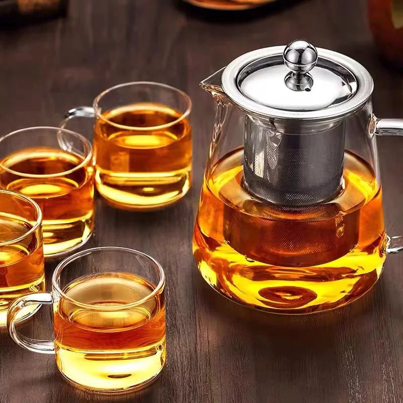 Heat Resistant Glass Teapot with Stainless Steel Infuser - Kung Fu Tea Set for Puer Oolong - ZOOMNSTORE