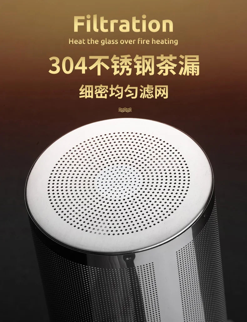 Heat Resistant Glass Teapot with Stainless Steel Infuser - Kung Fu Tea Set for Puer Oolong - ZOOMNSTORE