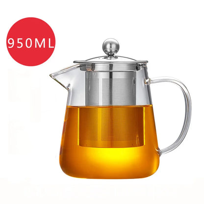 Heat Resistant Glass Teapot with Stainless Steel Infuser - Kung Fu Tea Set for Puer Oolong - ZOOMNSTORE