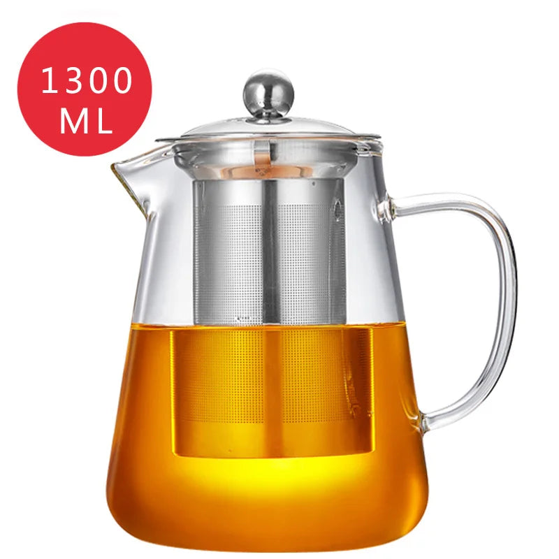 Heat Resistant Glass Teapot with Stainless Steel Infuser - Kung Fu Tea Set for Puer Oolong - ZOOMNSTORE