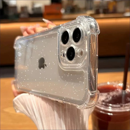 Glitter Clear Case for iPhone 11-17 Pro Max XS XR - Soft Silicone Bumper Cover - ZOOMNSTORE