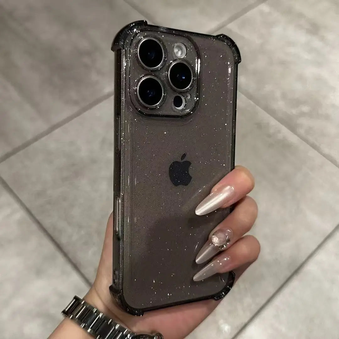 Glitter Clear Case for iPhone 11-17 Pro Max XS XR - Soft Silicone Bumper Cover - ZOOMNSTORE