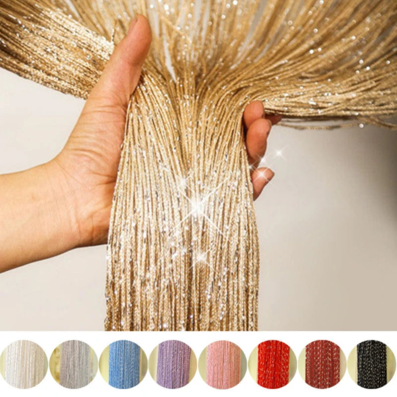 Silver Glitter String Curtain - Shiny Tassel Door Valance for Home Decoration - ZOOMNSTORE