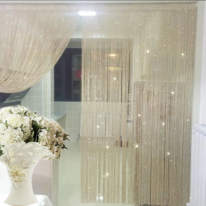 Silver Glitter String Curtain - Shiny Tassel Door Valance for Home Decoration - ZOOMNSTORE