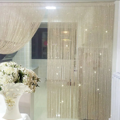 Silver Glitter String Curtain - Shiny Tassel Door Valance for Home Decoration - ZOOMNSTORE