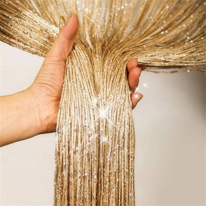 Silver Glitter String Curtain - Shiny Tassel Door Valance for Home Decoration - ZOOMNSTORE