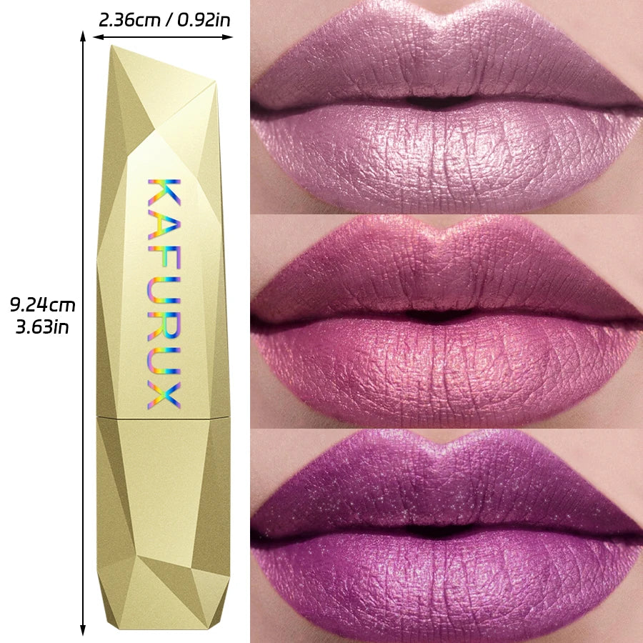 Bold Metallic Glitter Lipstick - Long Lasting Pearlescent Lip Tint - ZOOMNSTORE