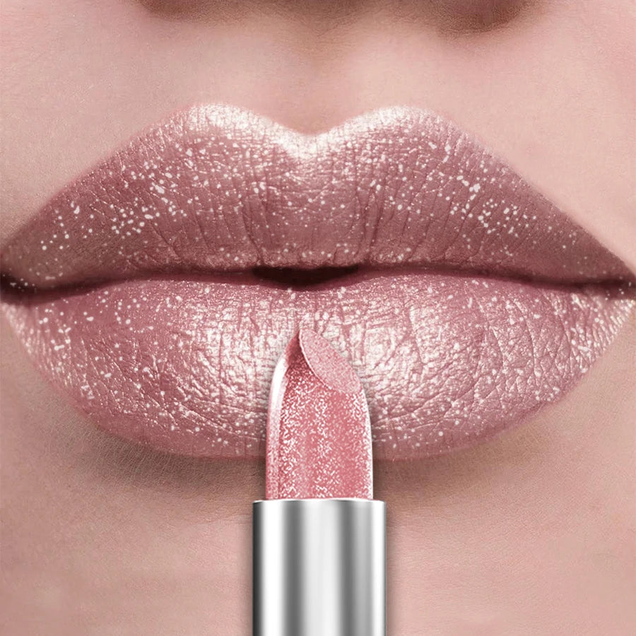 Bold Metallic Glitter Lipstick - Long Lasting Pearlescent Lip Tint - ZOOMNSTORE