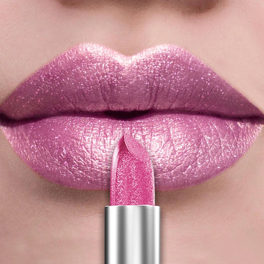 Bold Metallic Glitter Lipstick - Long Lasting Pearlescent Lip Tint - ZOOMNSTORE
