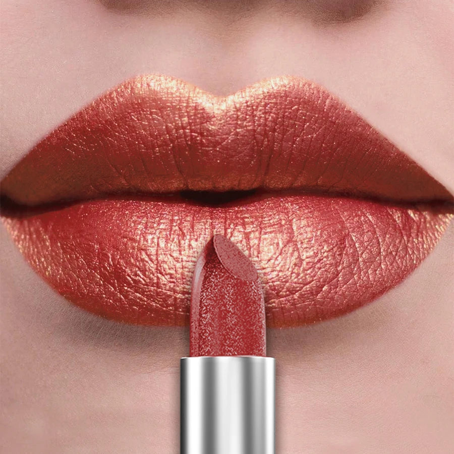 Bold Metallic Glitter Lipstick - Long Lasting Pearlescent Lip Tint - ZOOMNSTORE